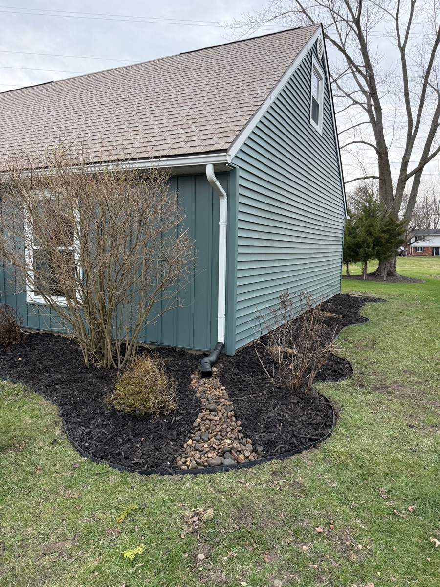 After: clean mulch beds around trimmed shrubs