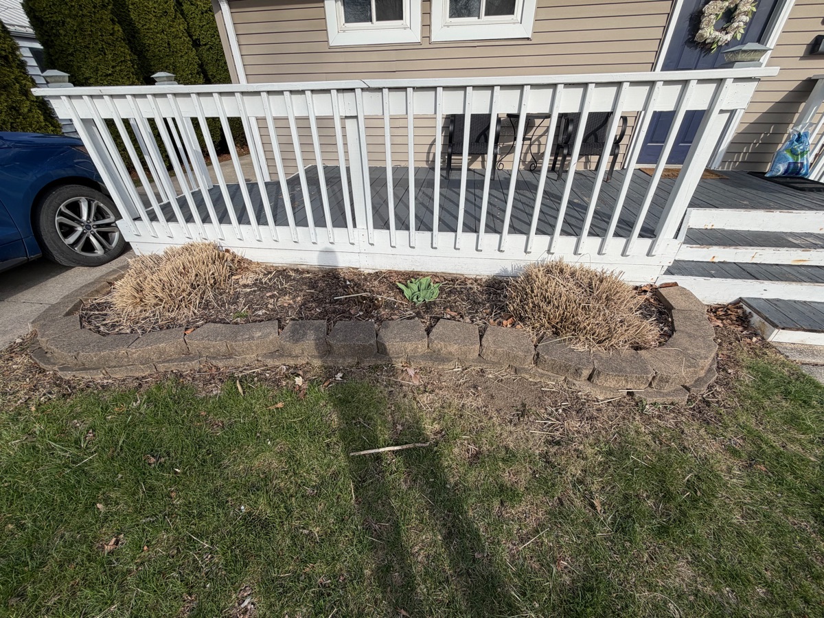 Before: dried out porch bed